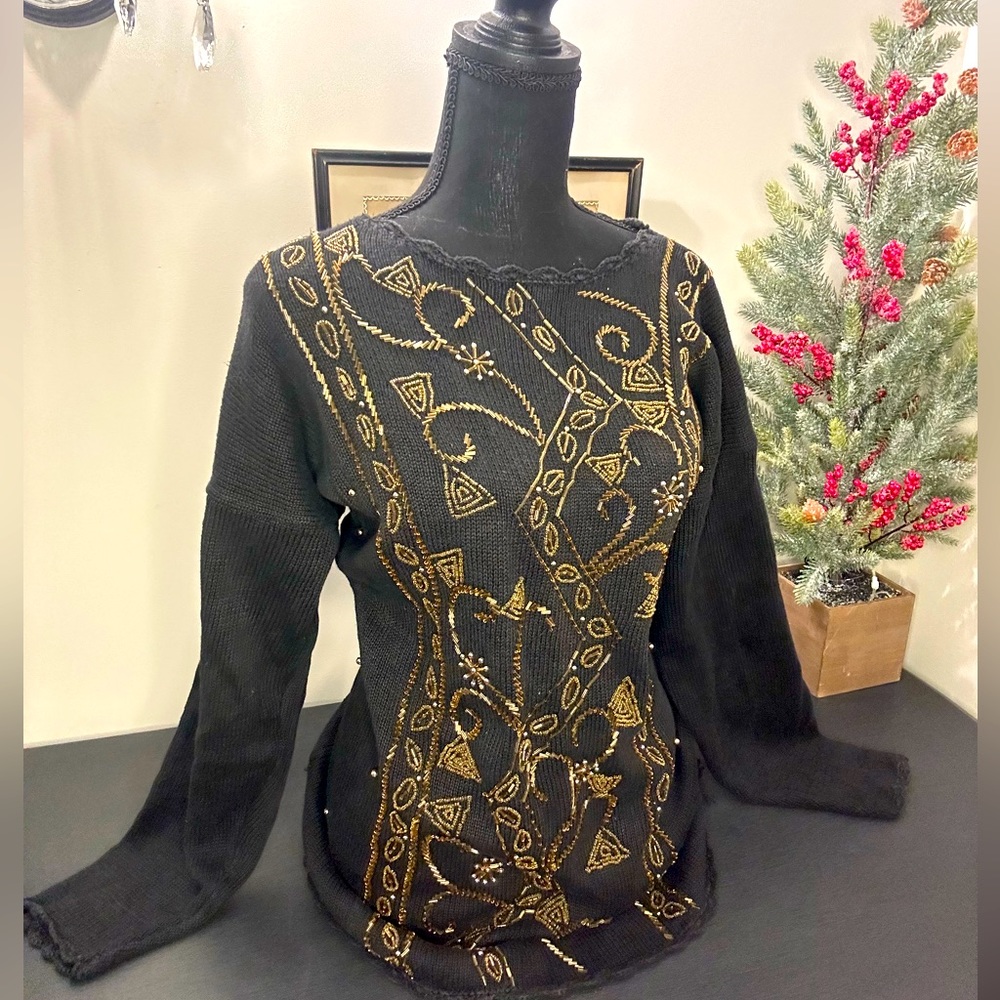 Vintage gold detail sweater